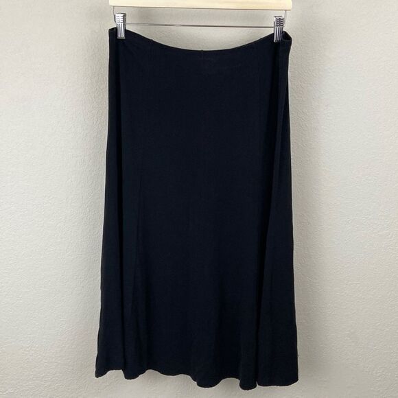 Eileen Fisher Black MIDI 100% Silk Skirt size Medium - Picture 1 of 6